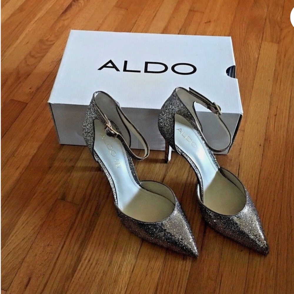 ALDO Anklam - Sparkly Sexy Shoes - Glamorous Ankle Strap 4” High Heel Shoes, 8.5